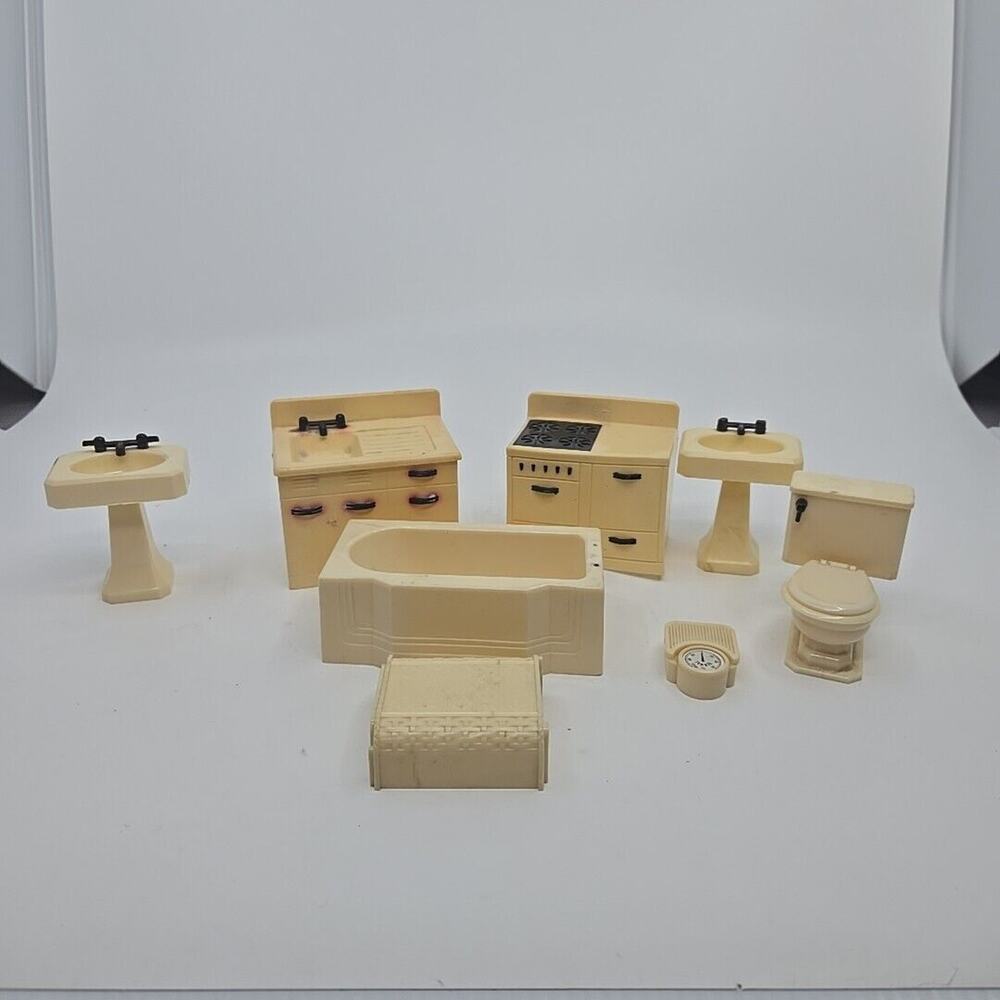 vintage plasco Renewal Or Similar Mcm dollhouse furniture Bathroom 8